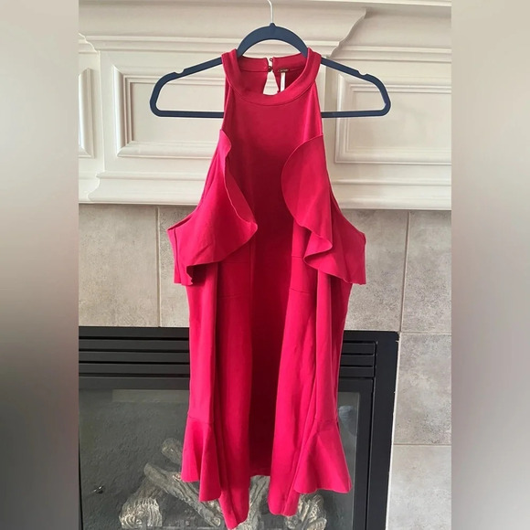 Free People Sweet Talk Off Shoulder Mini Dress Bell Sleeve Raspberry Size Small - Picture 3 of 11